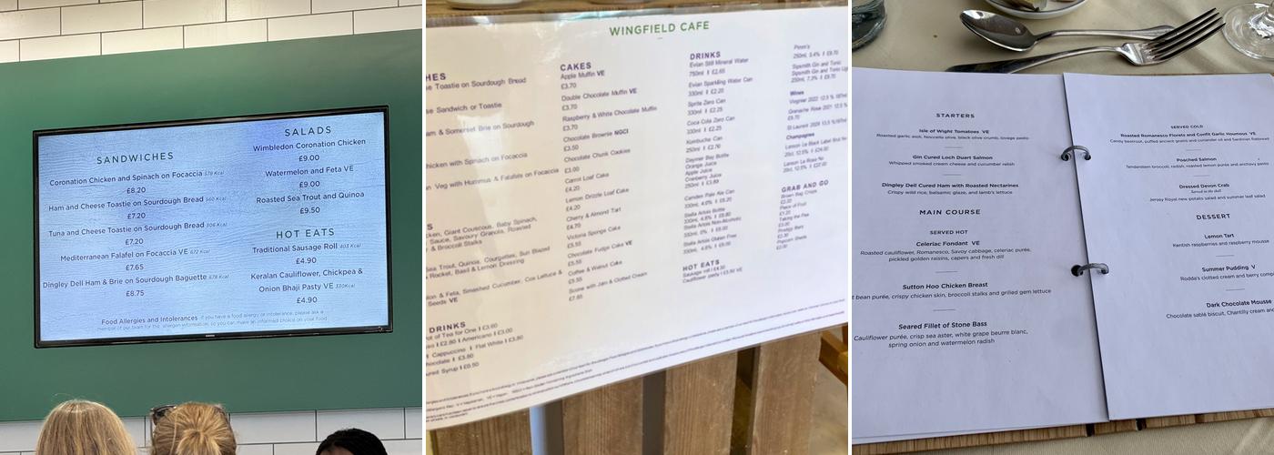 Wingfield Cafe Menu