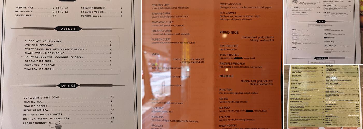 Laem buri Menu