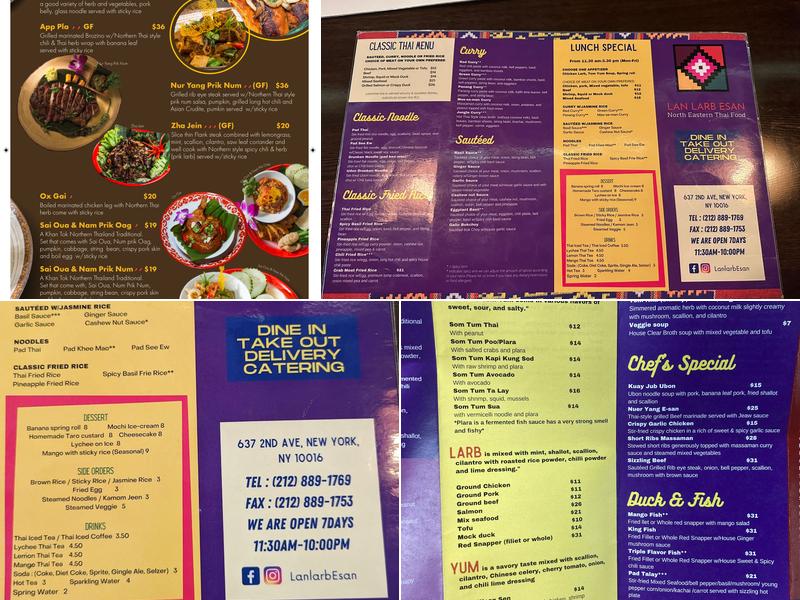 Lan Larb Menu
