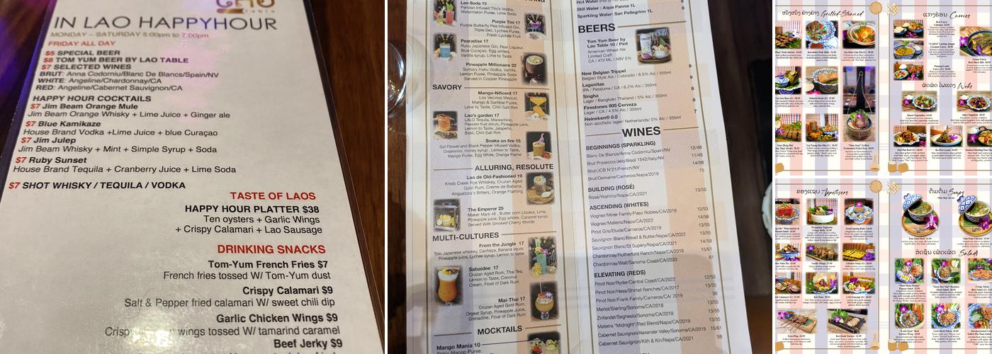 Lao Table Menu