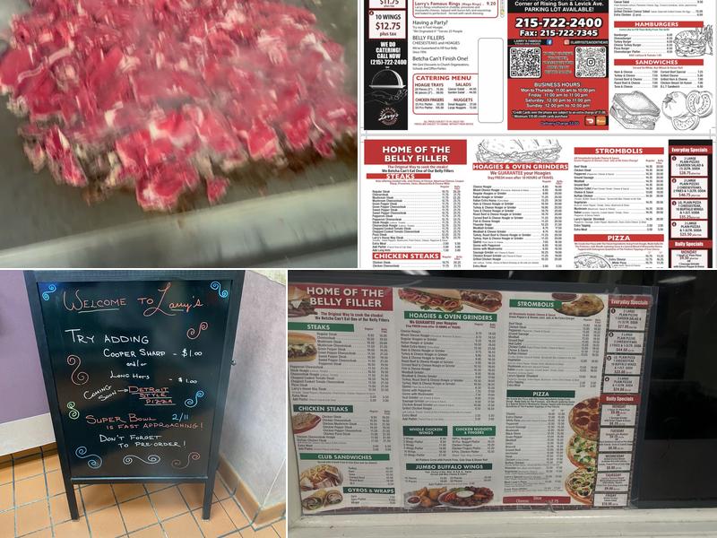 Larry's famous Steaks & Hoagies Menu