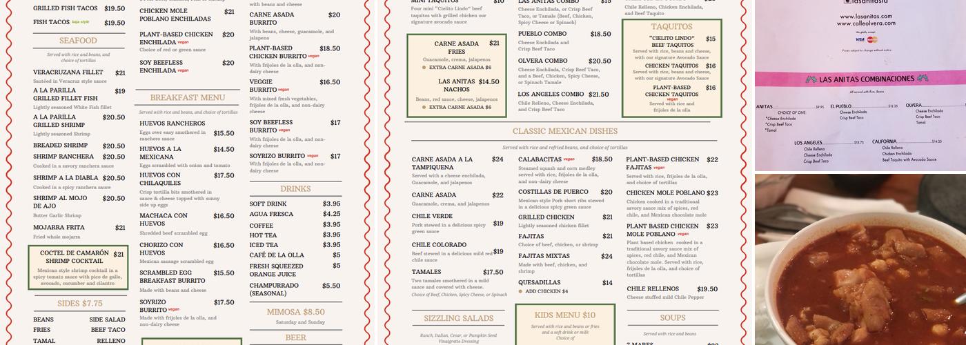Las Anitas Menu