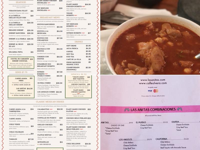 Las Anitas Menu