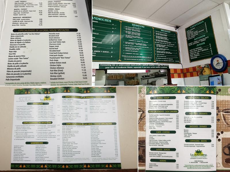Las Dos Palmas Menu
