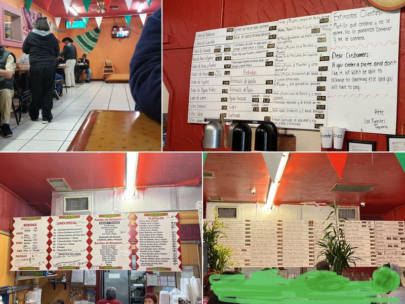 Las Fuentes Taqueria Menu