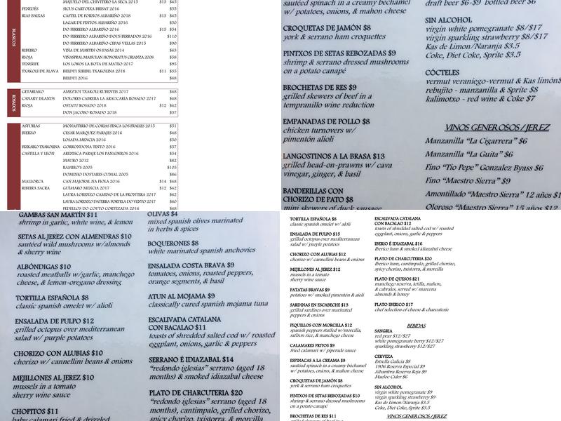 Las Ramblas Menu