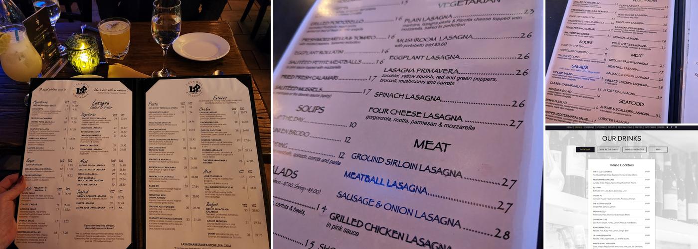 Lasagna Restaurant Menu