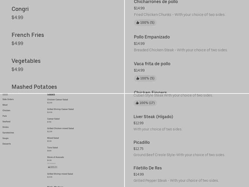 Latin Sabor Menu