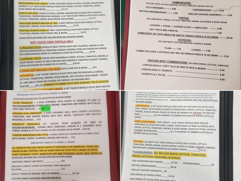Latino Grill Menu