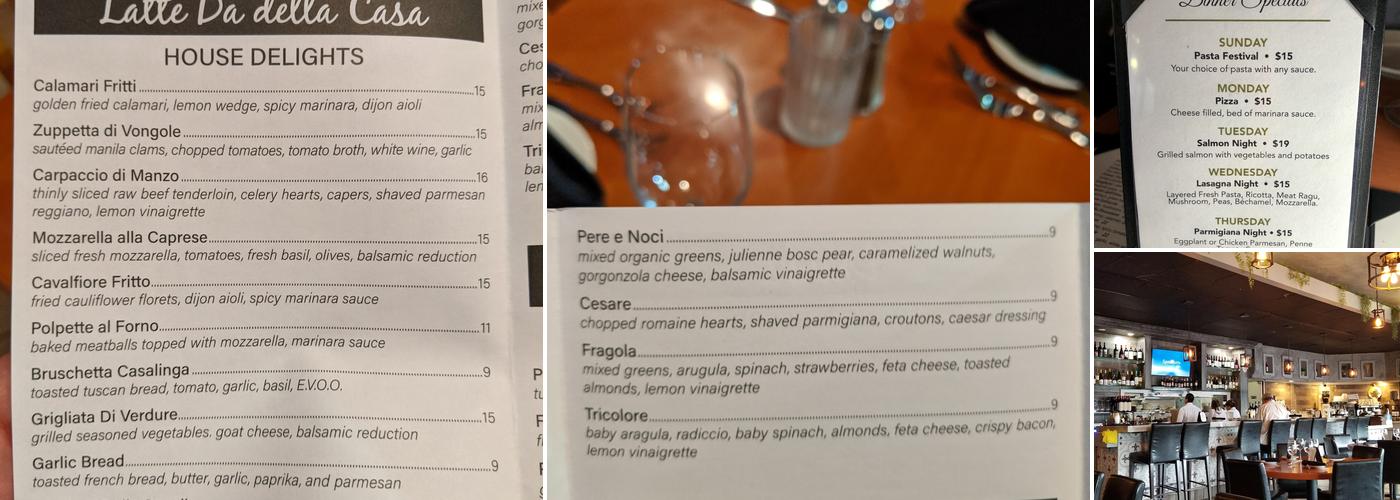 Latte Da Ristorante Menu