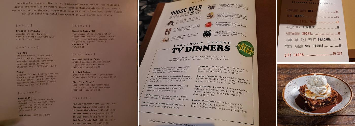 Lazy Dog Restaurant & Bar Menu