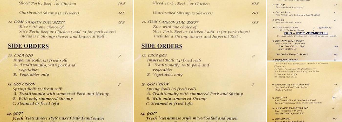 Le Saigon Menu