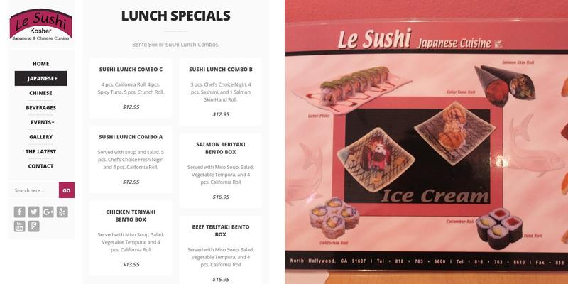 Le Sushi Menu