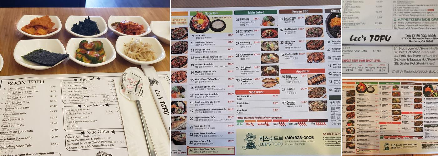 Lee's Tofu Menu