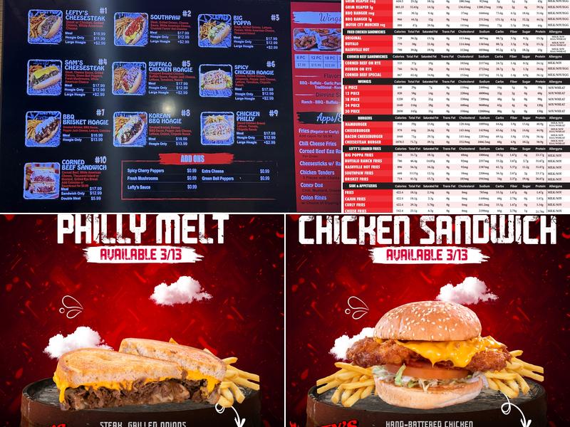 Lefty's Cheesesteaks, Burgers, & Wings - Detroit Menu