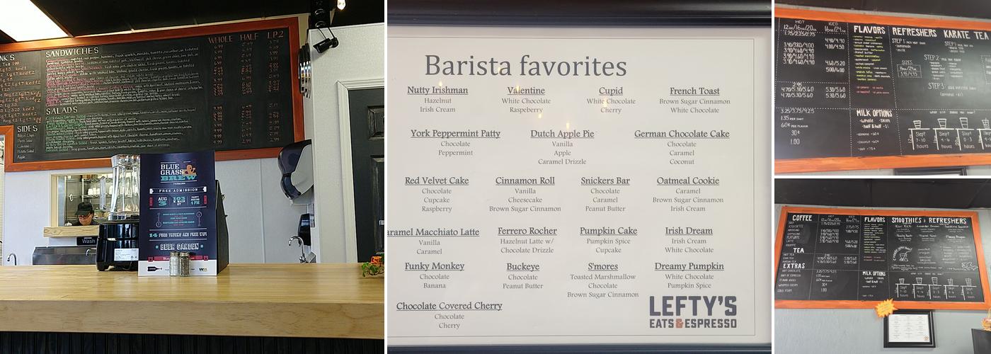 Lefty’s Eats & Espresso Fairborn Menu