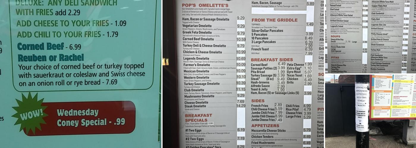 Legends Coney Island Menu