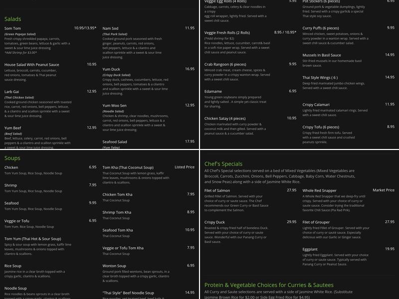 Lemon Grass Thai Kitchen Menu