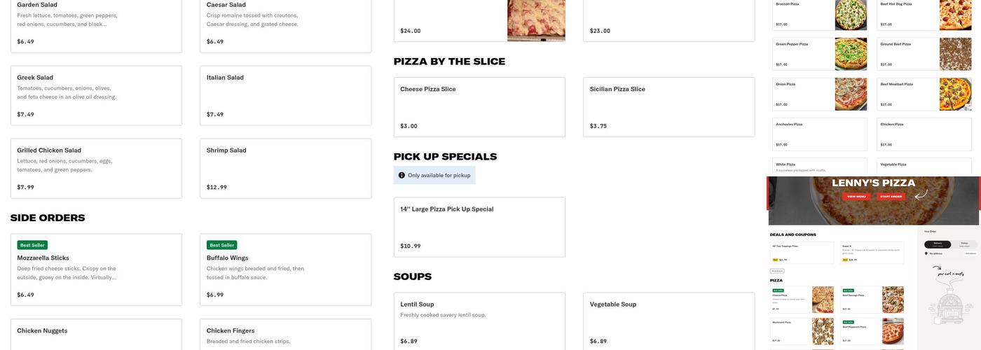 Lenny's Pizza Menu