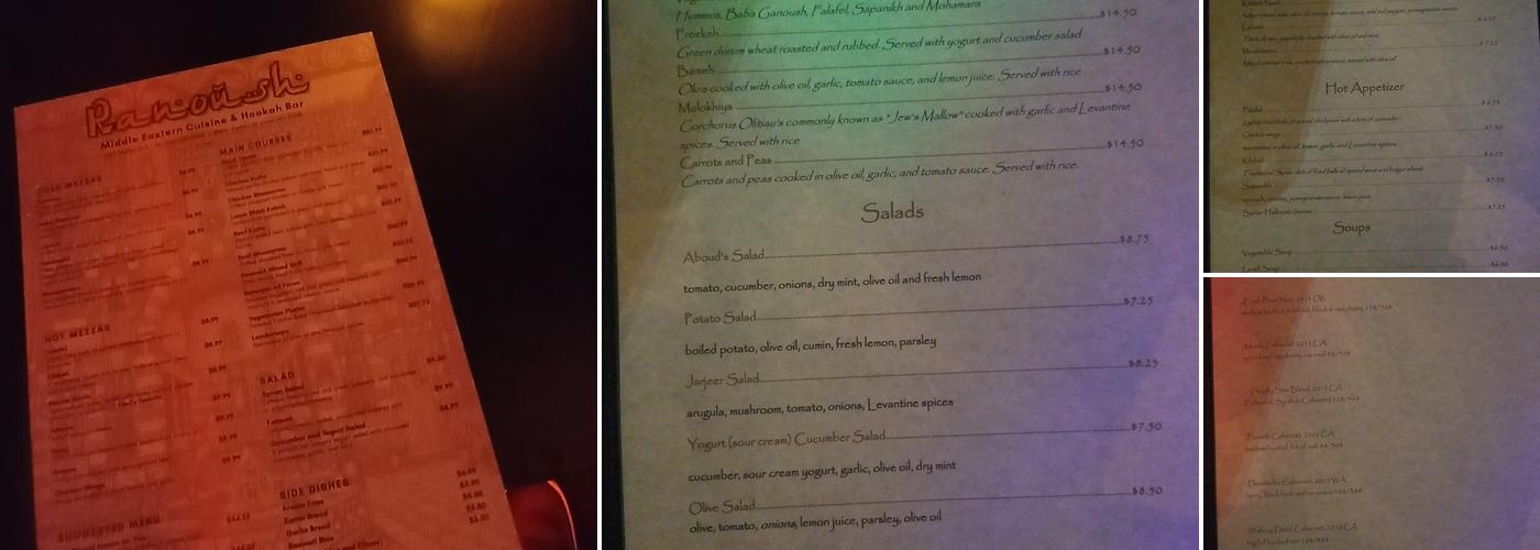 Ranoush Menu