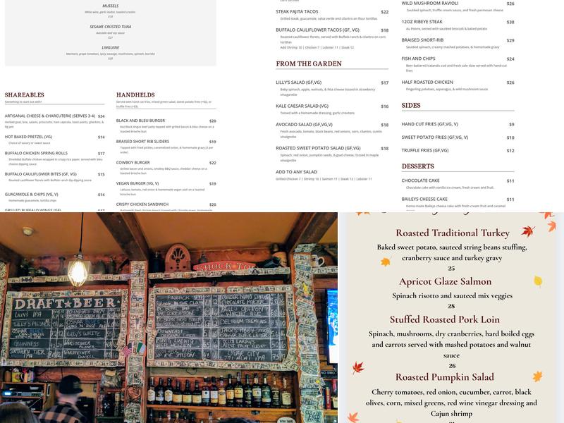 Lilly's Craft and Kitchen Menu