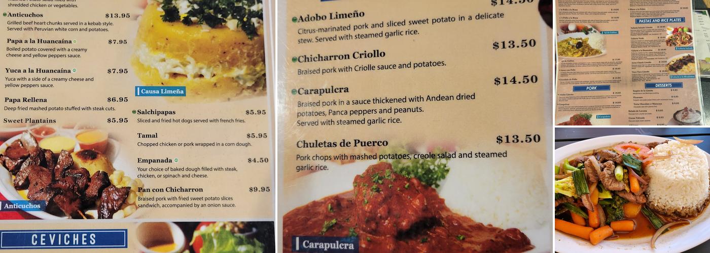 Lima Criolla Menu