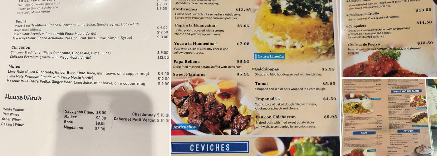 Lima Criolla Menu