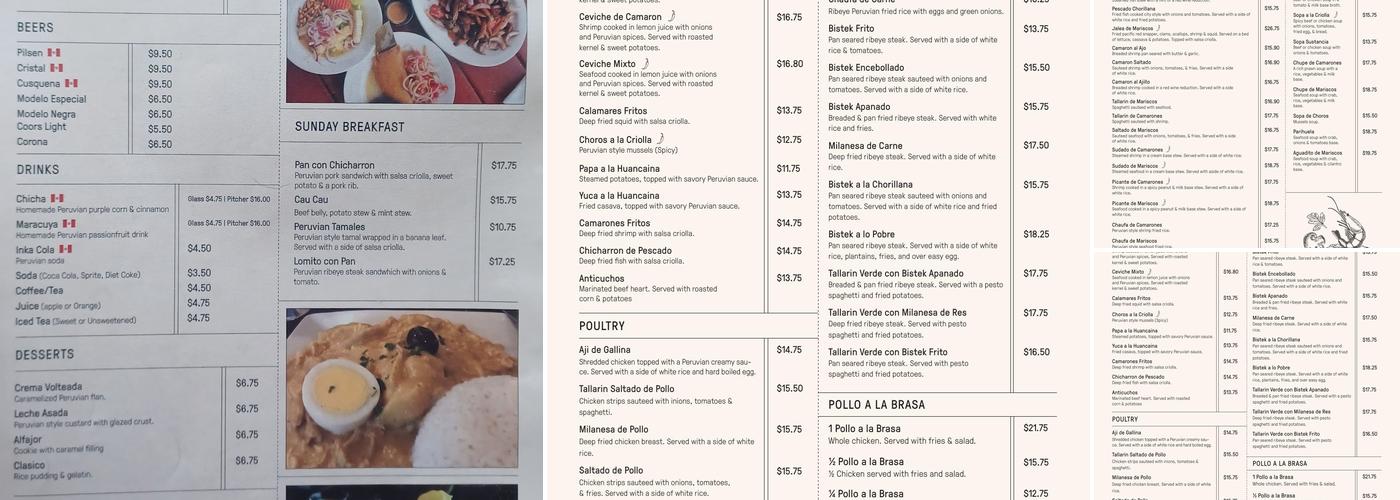 Lima Restaurant Menu