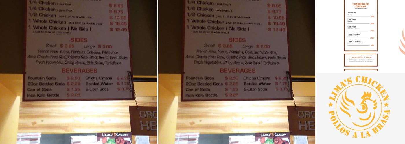 Lima's Charbroiled Chicken Menu