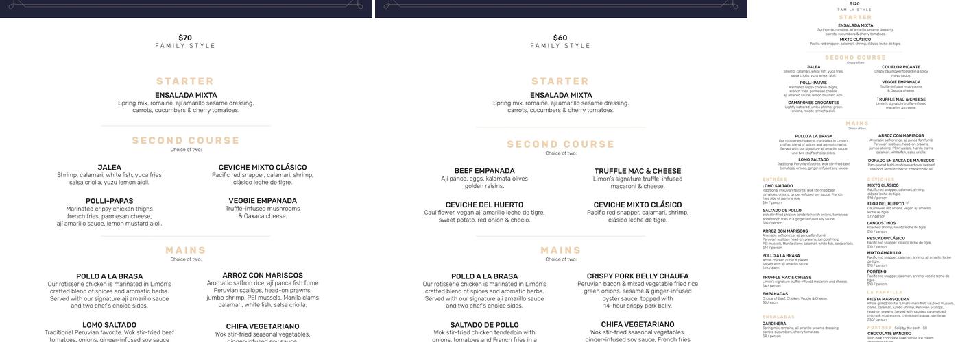 Limón Menu