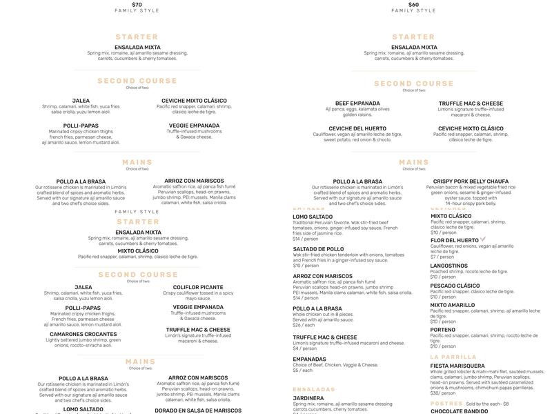 Limón Menu