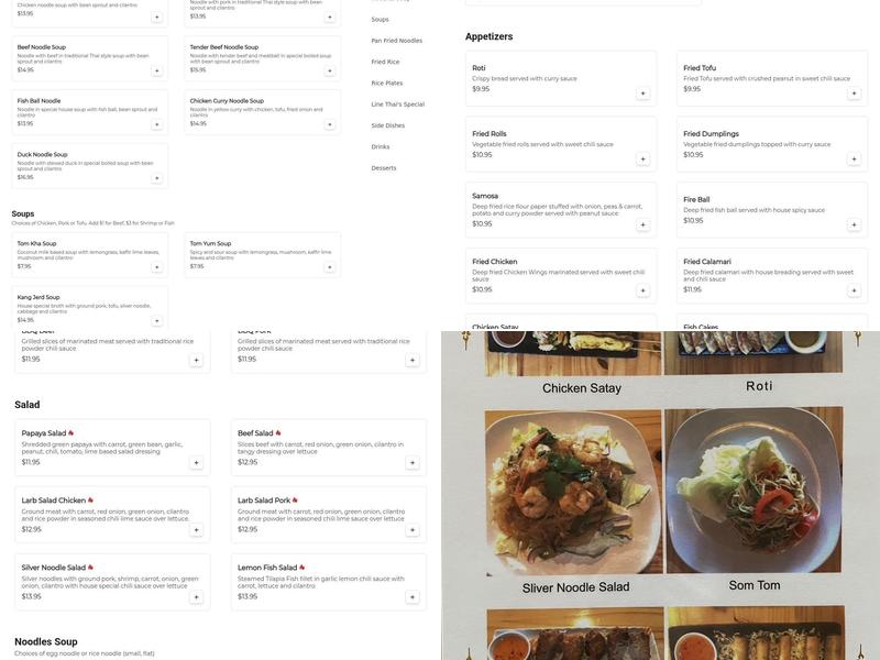 Line Thai Menu