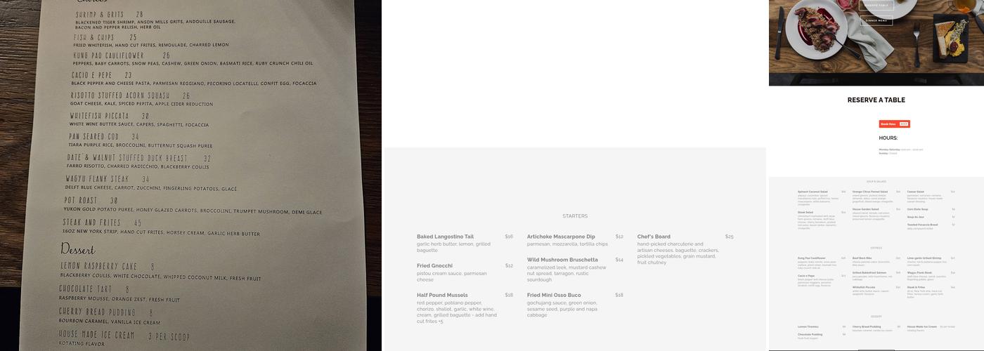 Linear Restaurant Menu