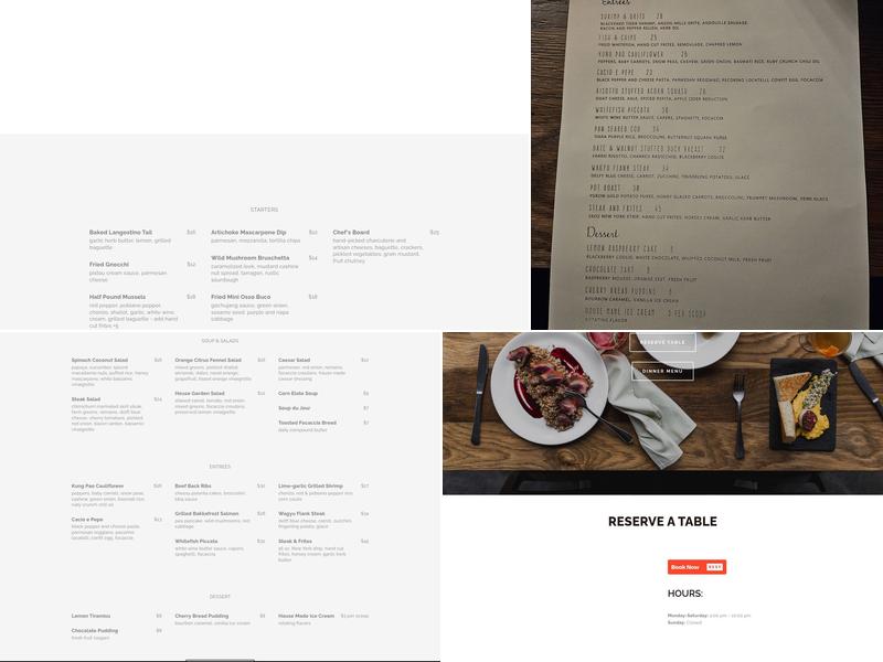 Linear Restaurant Menu