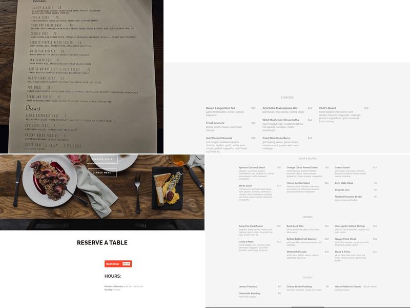 Linear Restaurant Menu