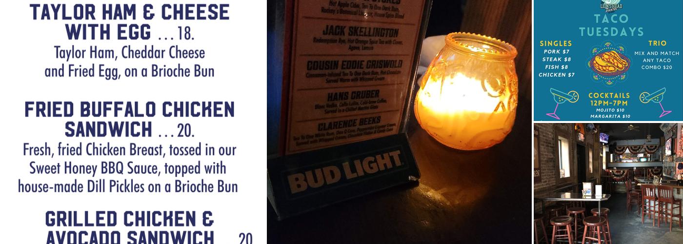 Lion's Head Tavern Menu