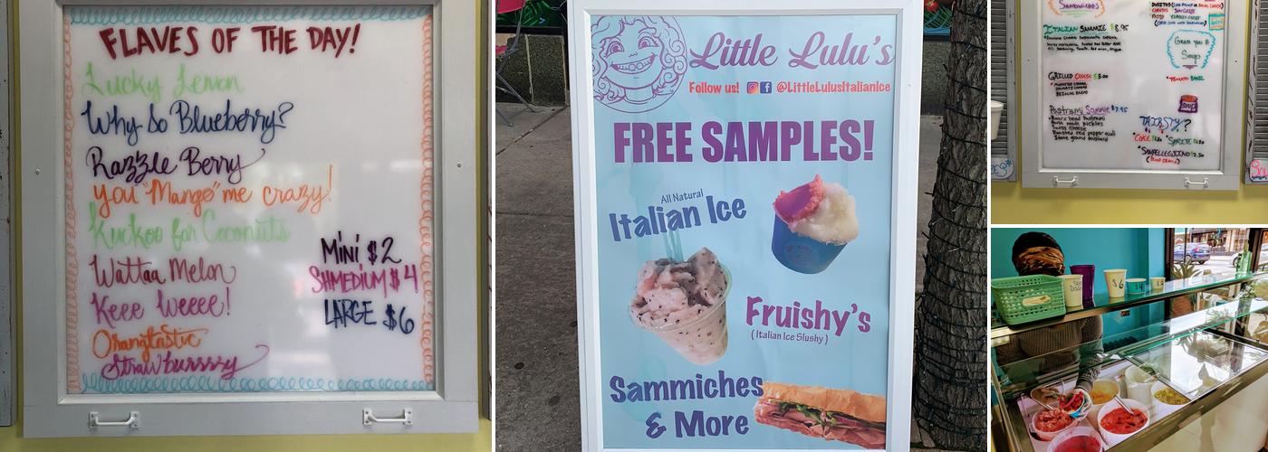 Alisha’s Treats & Eats / Little Lulus Italian Ice Menu