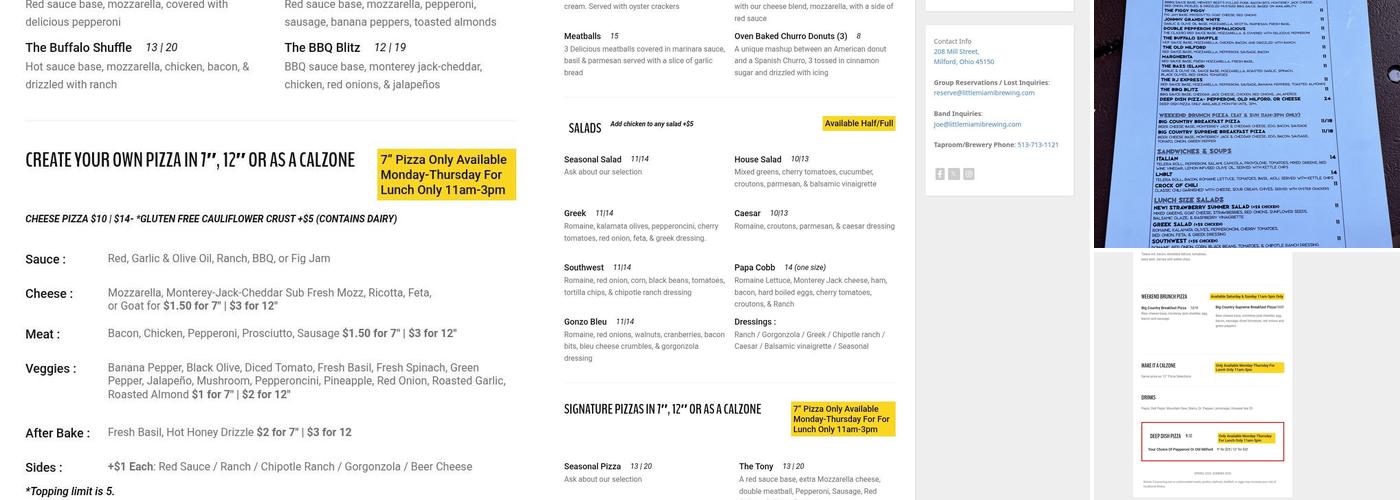 Little Miami Brewing Company Menu