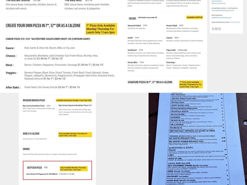 Little Miami Brewing Company Menu