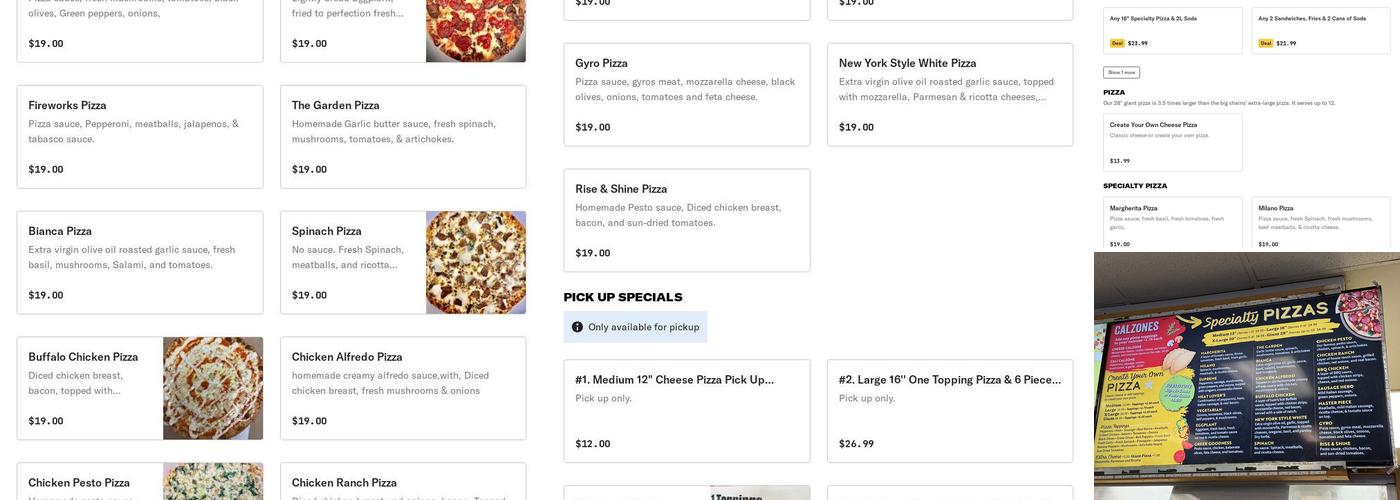 Little Sam's Pizza Menu