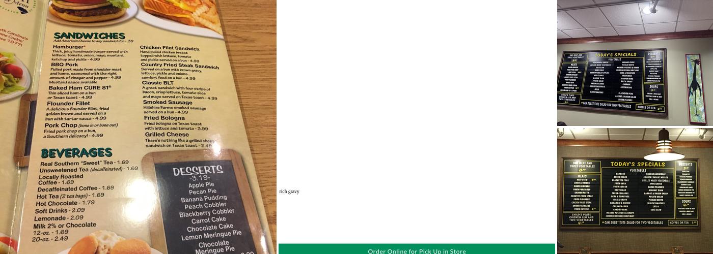 Lizard's Thicket Restaurant Menu