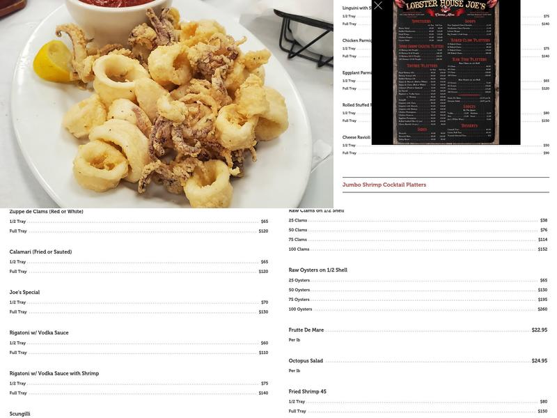 Lobster House Joe's Menu