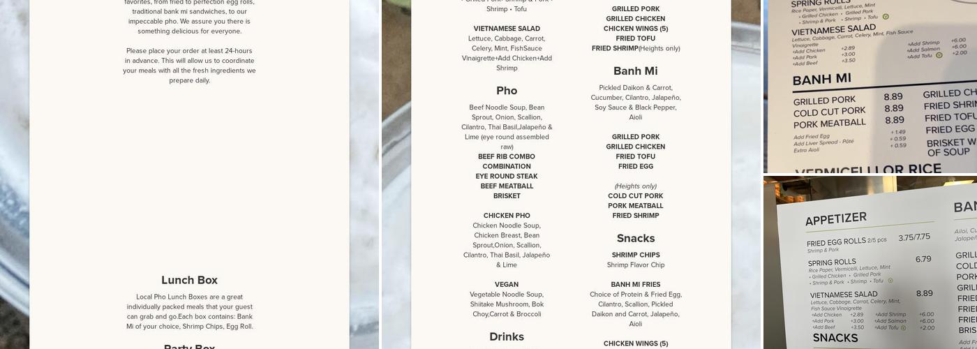 Local Pho Menu