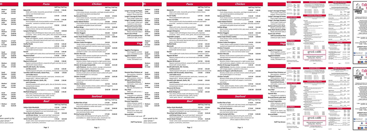 Longo's Park Deli Menu