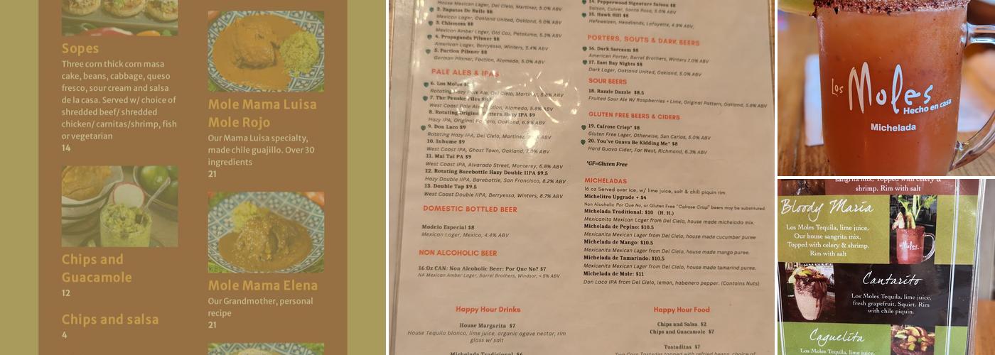 Los Moles Beer Garden Menu