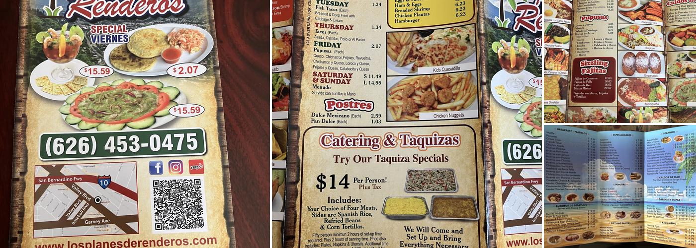 Los Planes De Renderos Menu