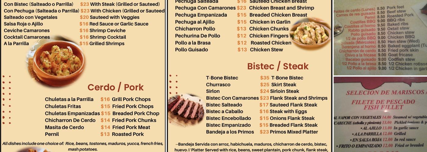 Los Primos Menu
