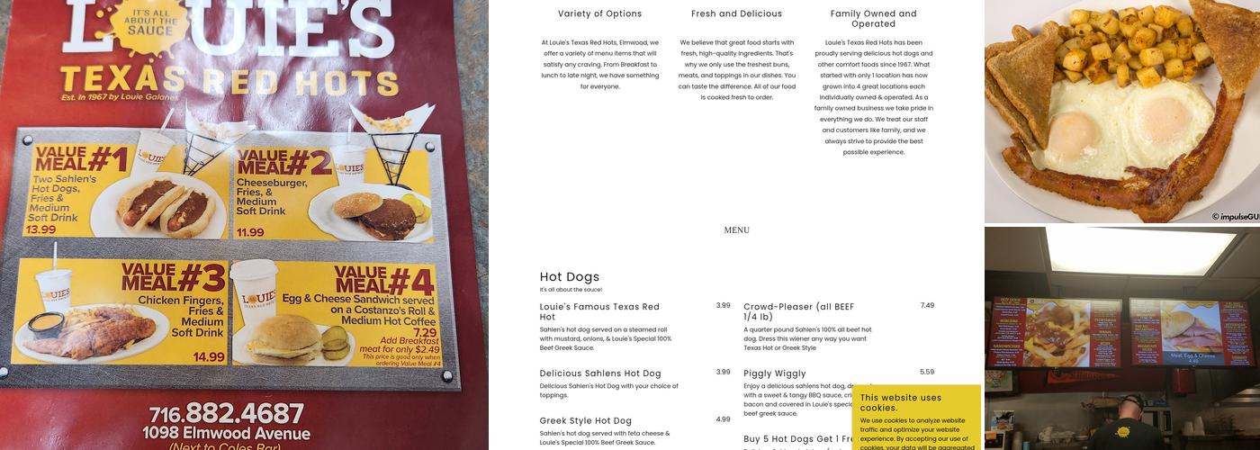 Louies Texas Red Hots Elmwood Menu