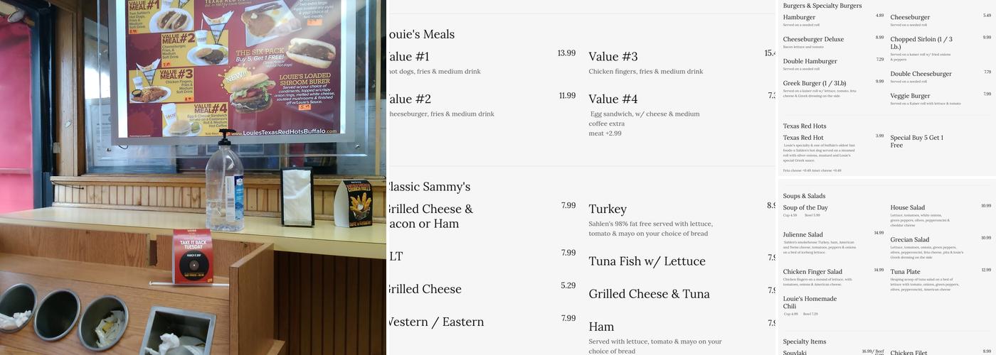 Louie's Texas Red Hots Menu