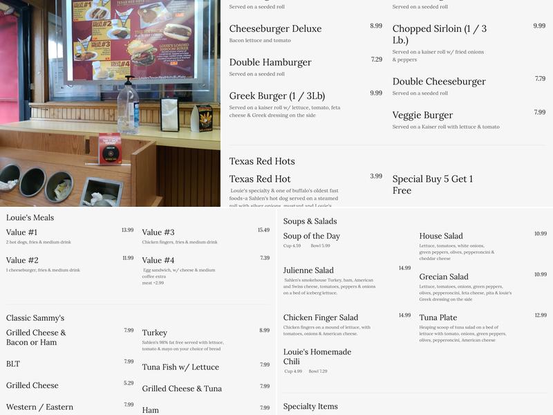 Louie's Texas Red Hots Menu